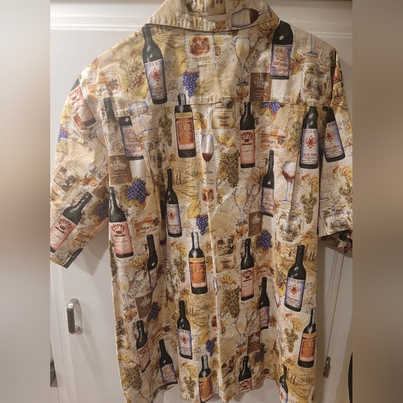 Wave Shoppe San Diego Hawaiian Shirt Wine Vineyard Print Mens 2XL - Picture 2 of 9